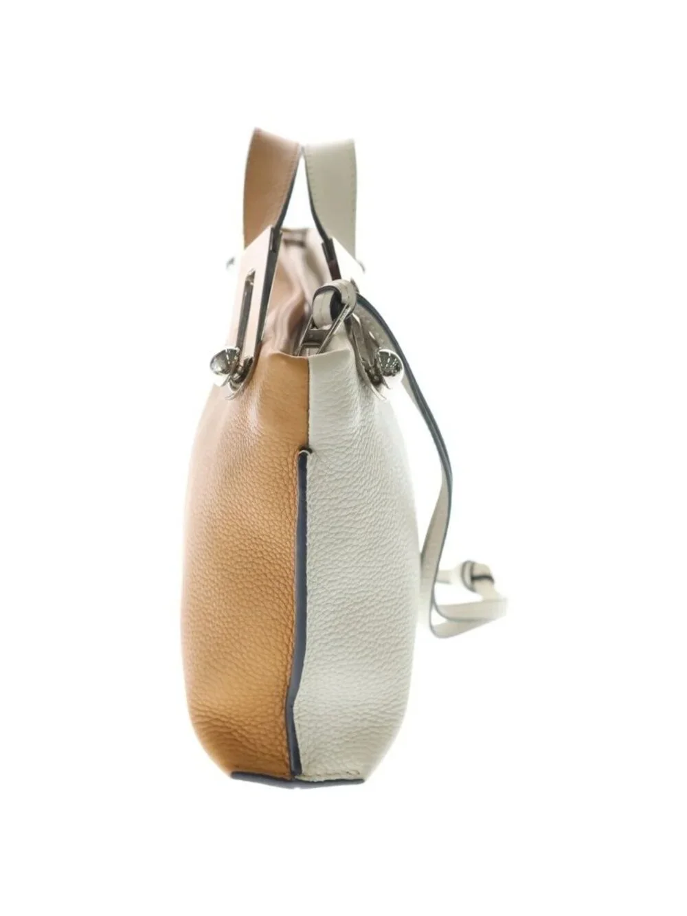 Loewe Missy Small 2-Way Shoulder Bag Ivory Camel Leather Silver